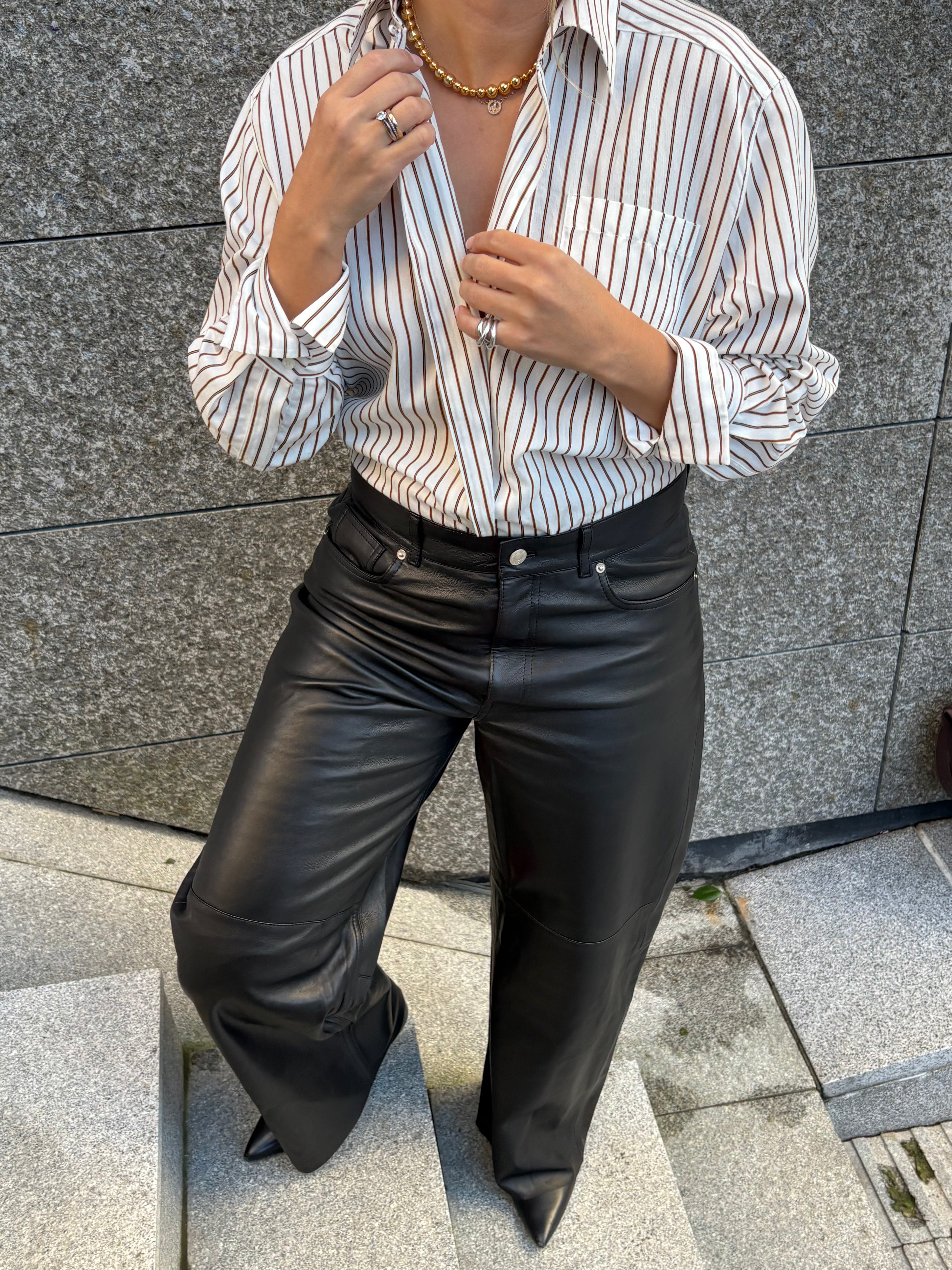 Fluid Stripe Shirt Cream White